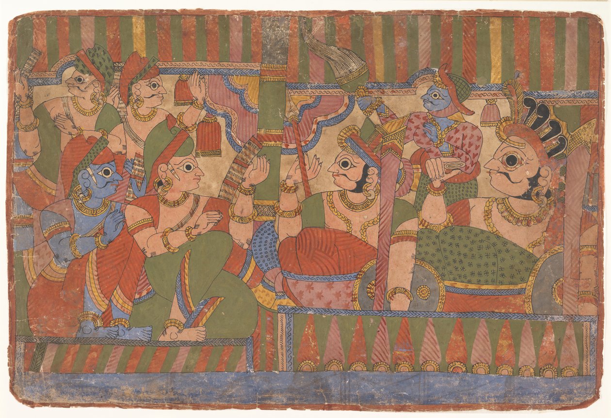 英雄理事会...来自分散的Mahabharata，大约Mahabharata的后代。 1800。 作者 不明