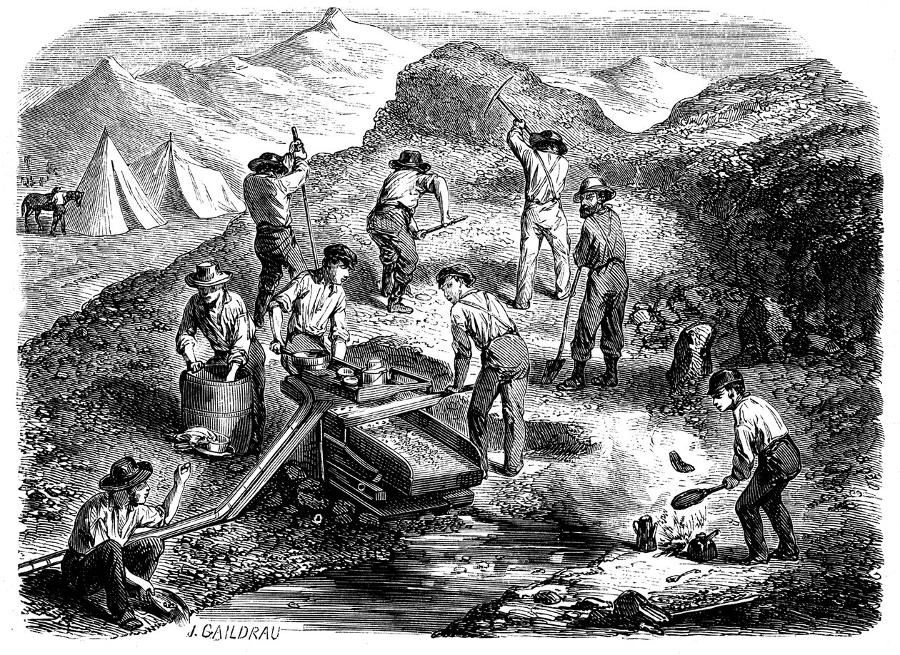 1849年，在加利福尼亚金矿中寻找黄金 作者 不明