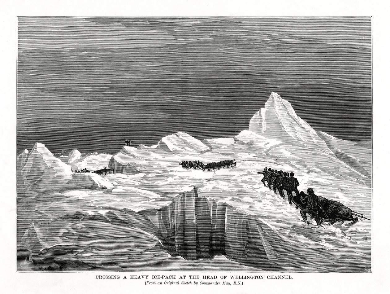 1877年在惠灵顿海峡负责人穿越沉重的冰袋时 作者 不明