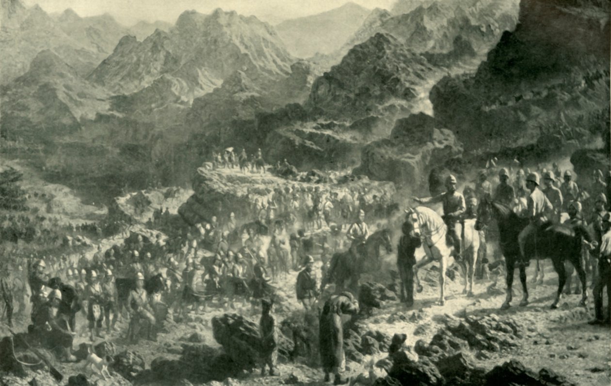 穿越Zamburak Kotal，1901年。 作者 不明