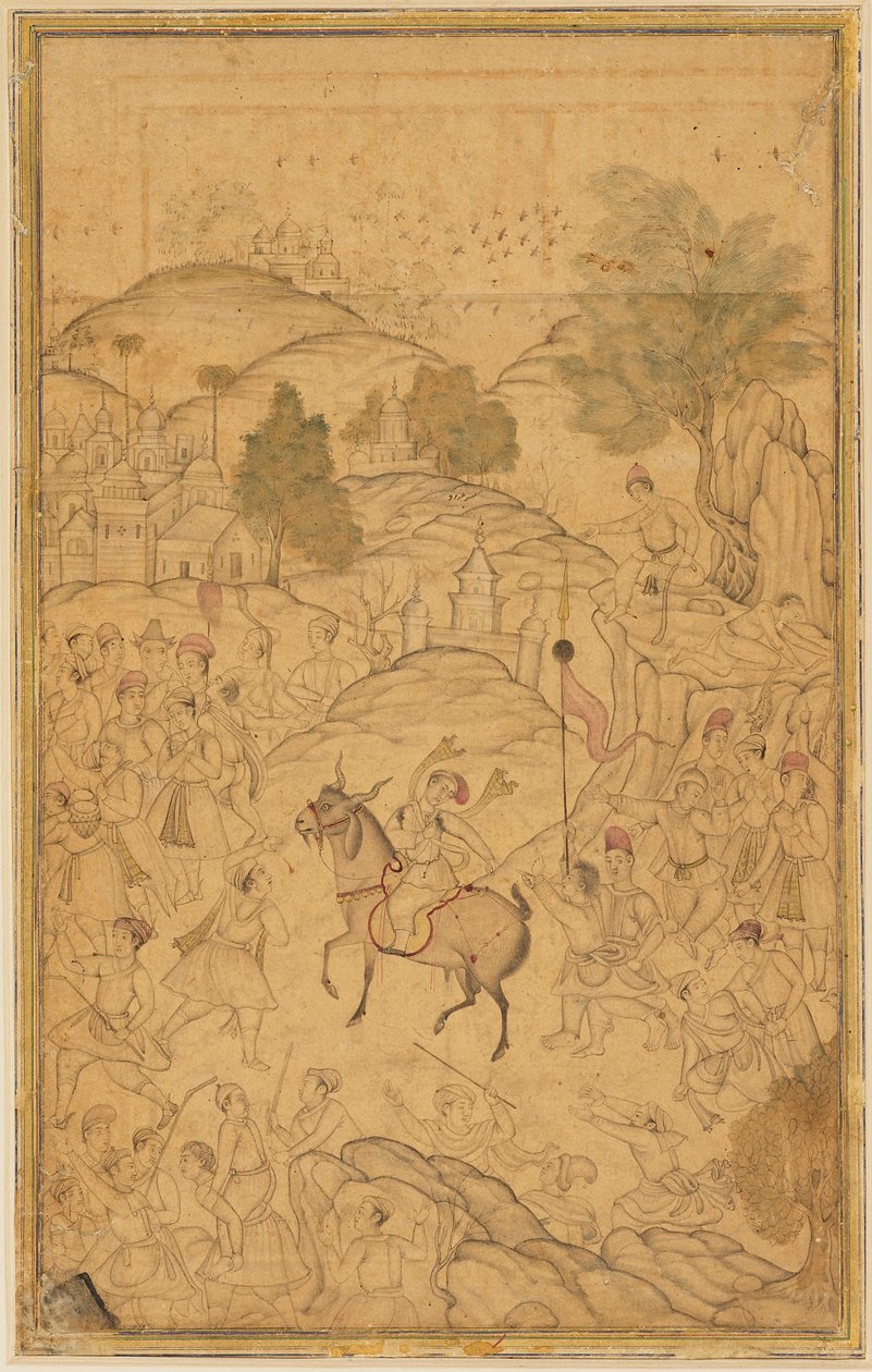 人群中的骑马场景，16世纪 作者 不明