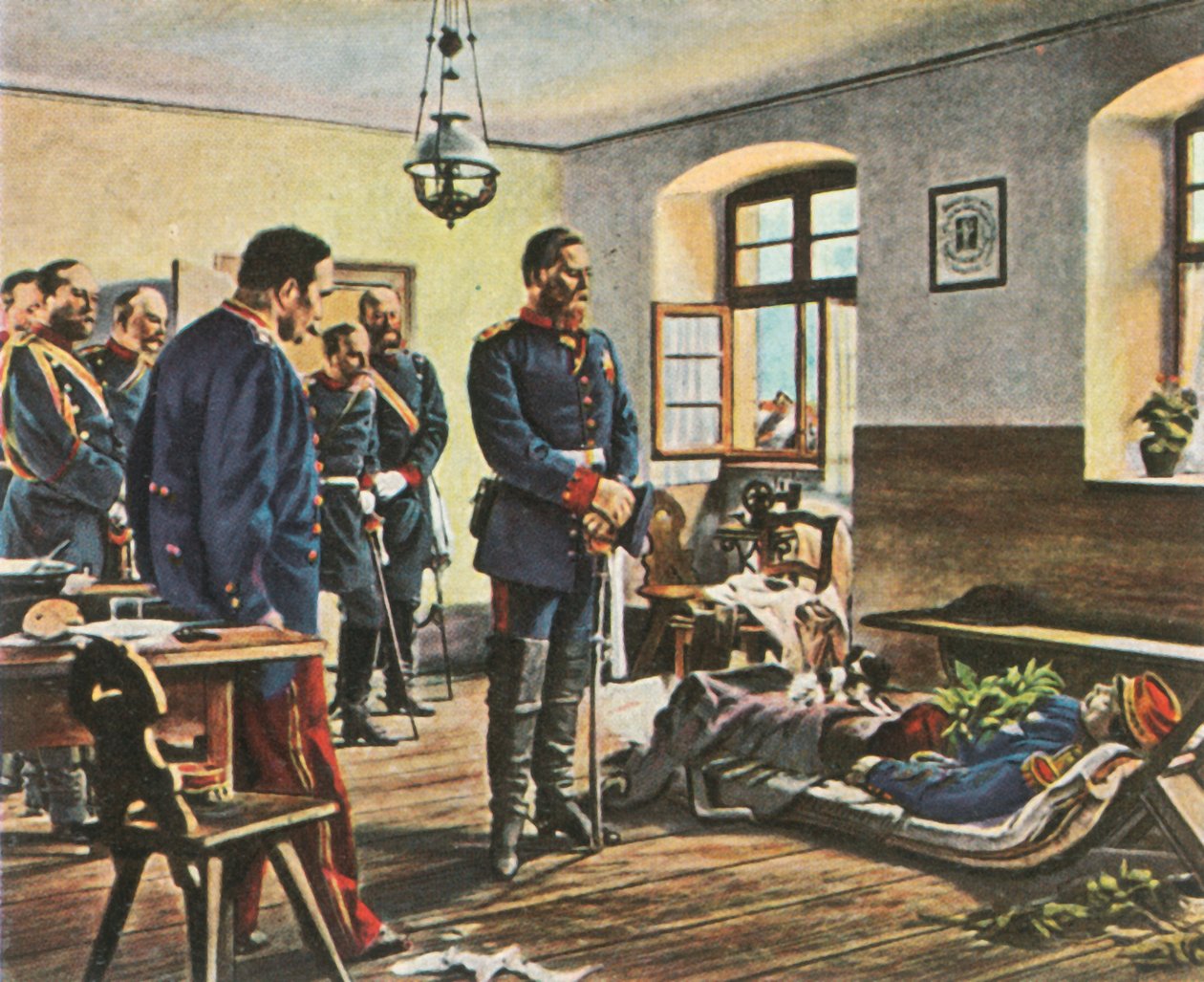 1870年8月4日，弗里德里希·威廉王储与杜艾将军的遗体。 作者 不明