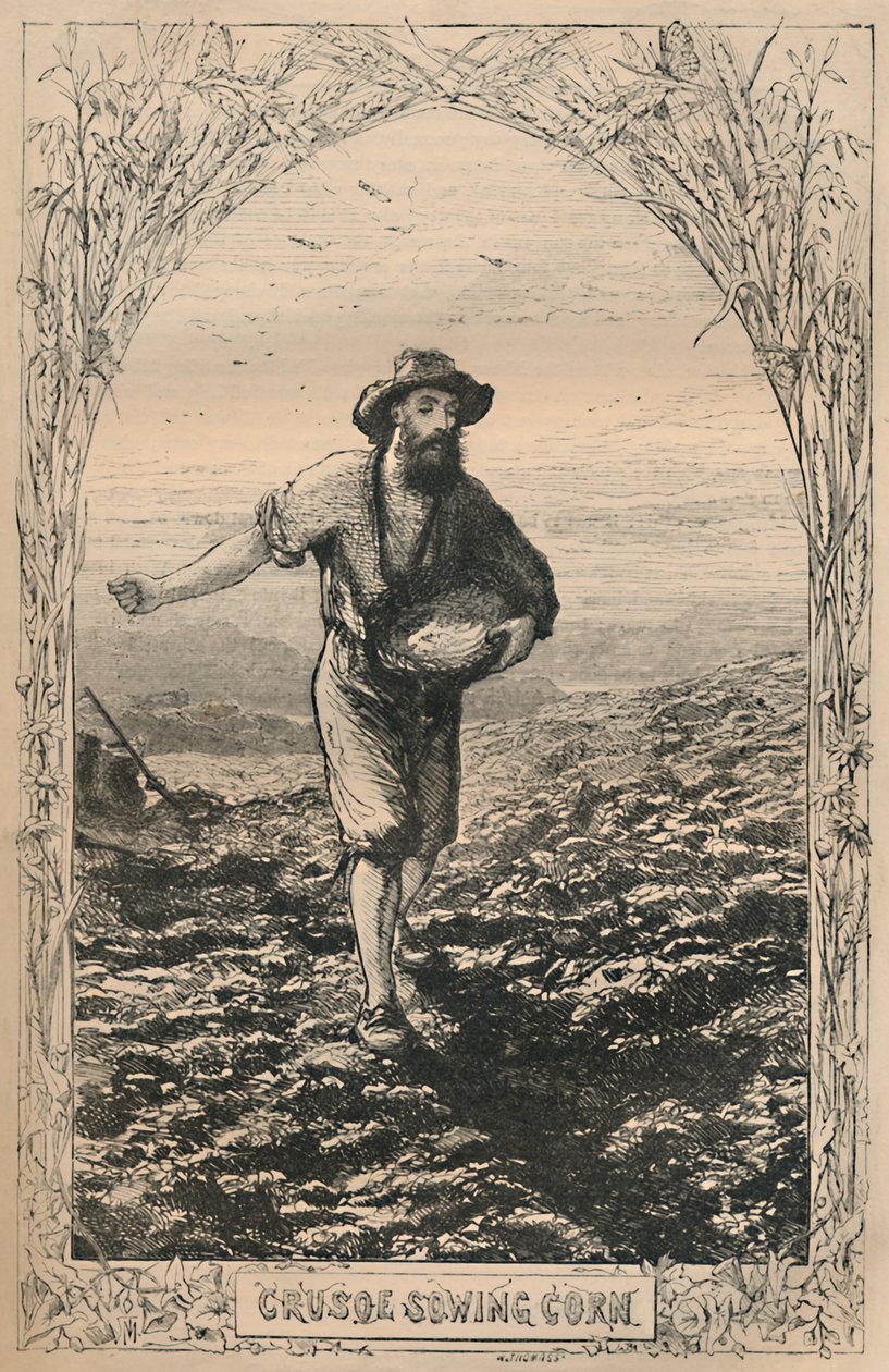 克鲁索播种玉米，c1870 作者 不明