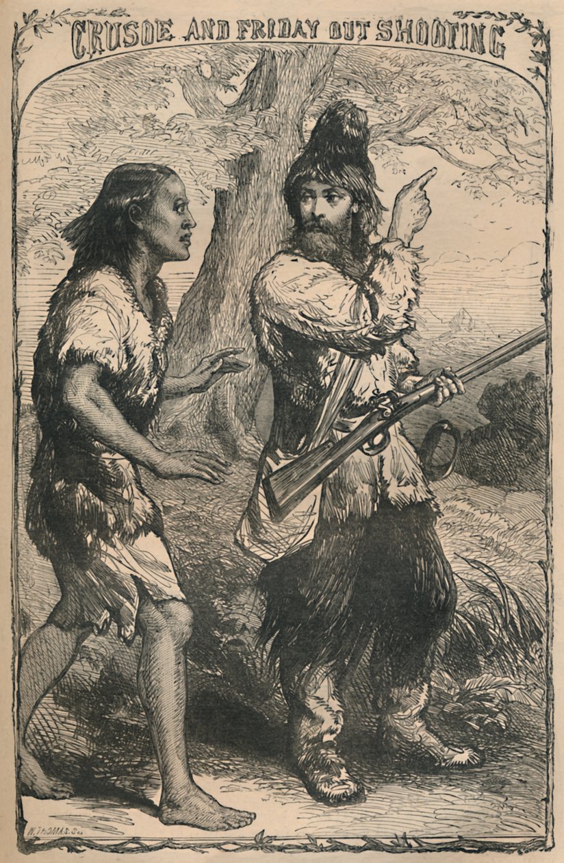 克鲁索和星期五外射击，c1870 作者 不明