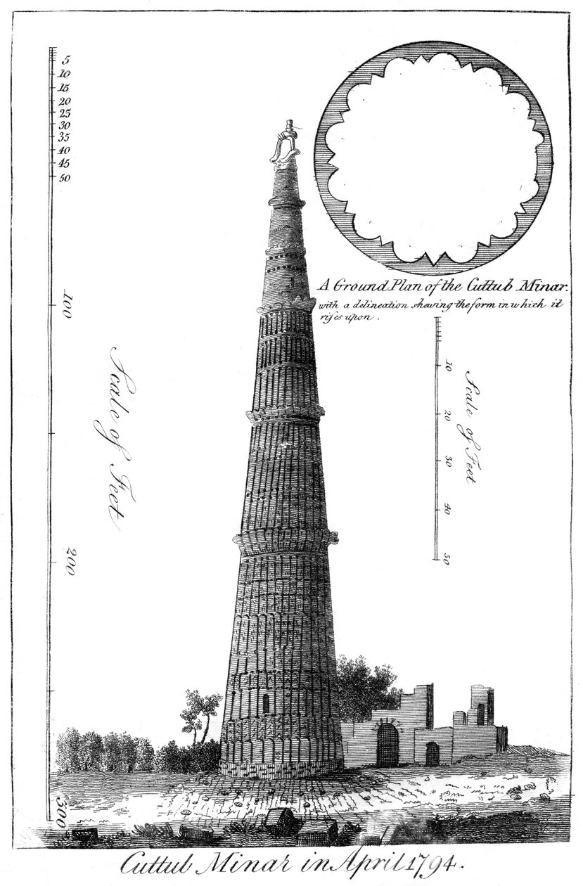Cuttub Minar 1794年4月，1799年 作者 不明