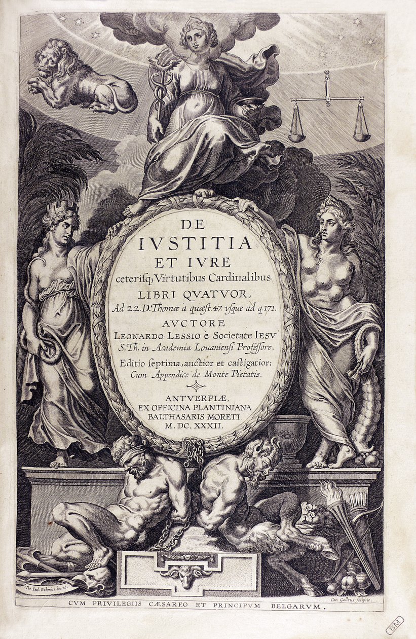 De iustitia et iure作者Leonardus Lessius，1632年。 作者 不明