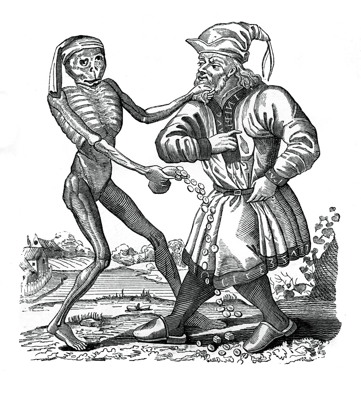 死亡与犹太人》，摘自《死亡之舞》，1441年，1870年 作者 不明