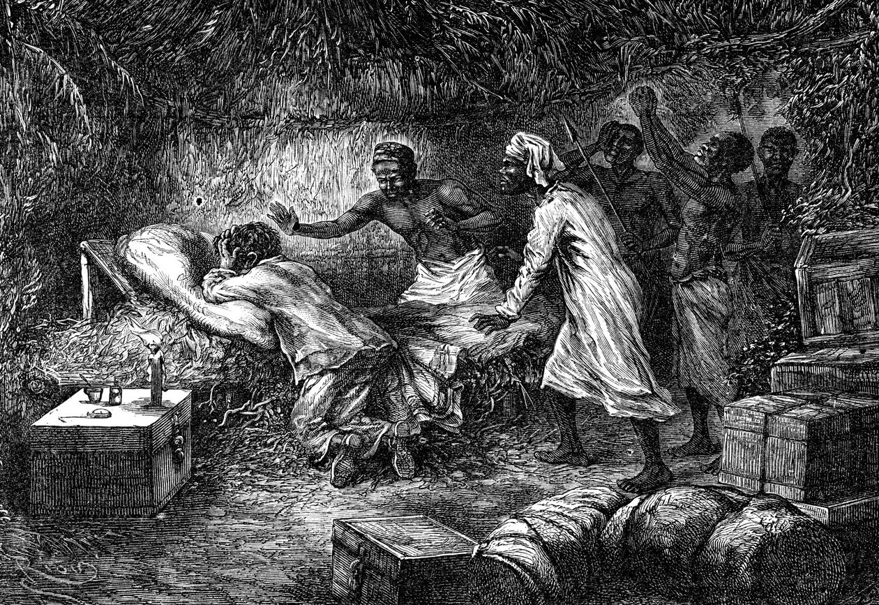 大卫·利文斯通（David Livingstone）逝世，苏格兰传教士和探险家，1873年5月1日，1877年 作者 不明
