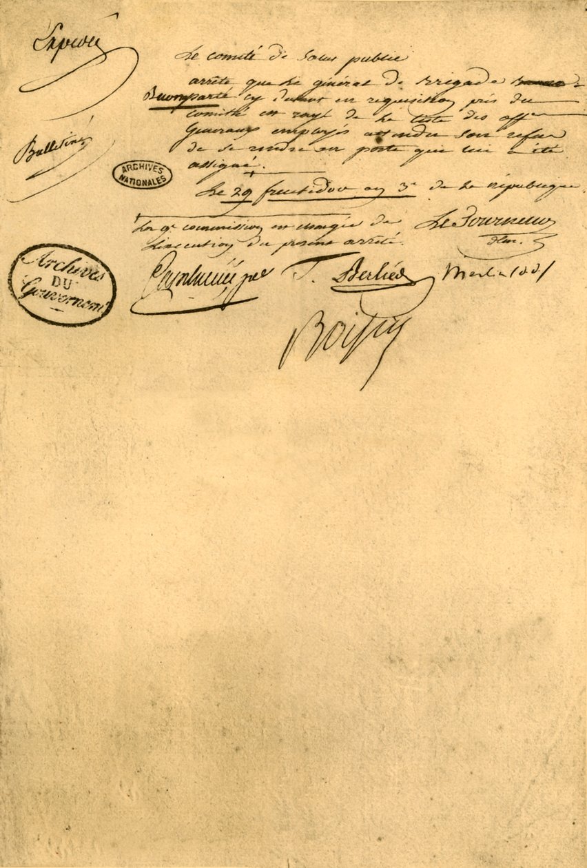 1795年9月5日，公共卫生委员会法令，1921年。 作者 不明