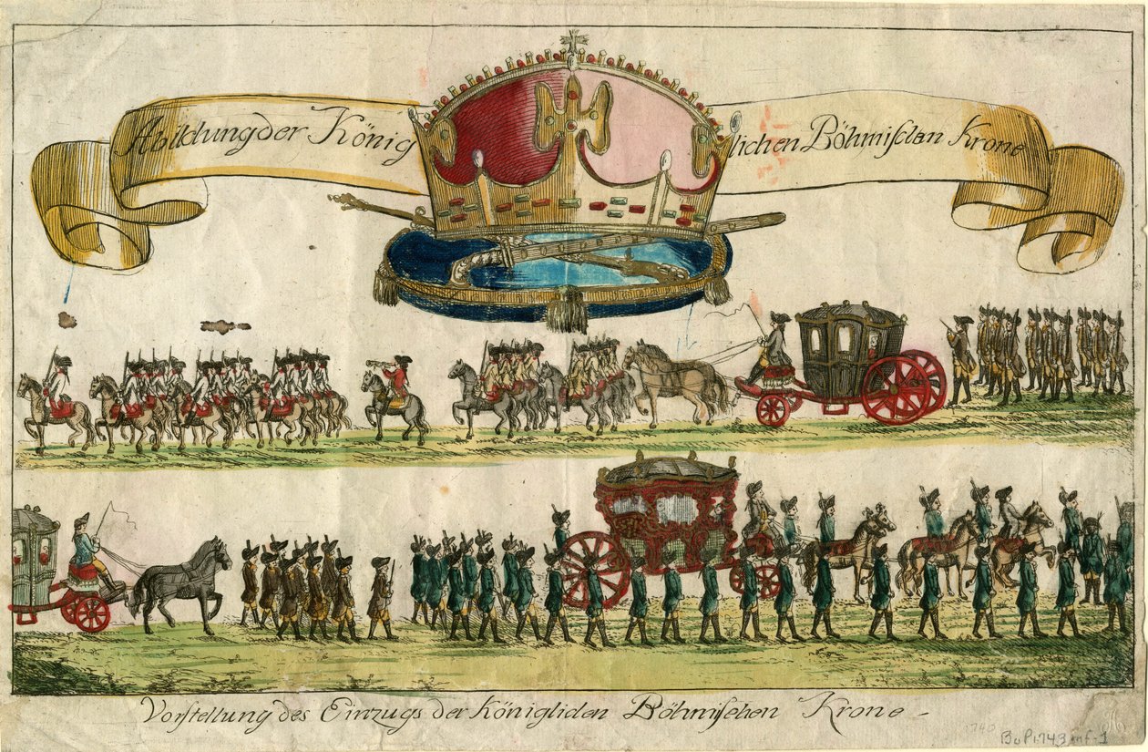皇家波希米亚王冠的描述：皇家波希米亚王冠的入口的介绍，1743年。 作者 不明