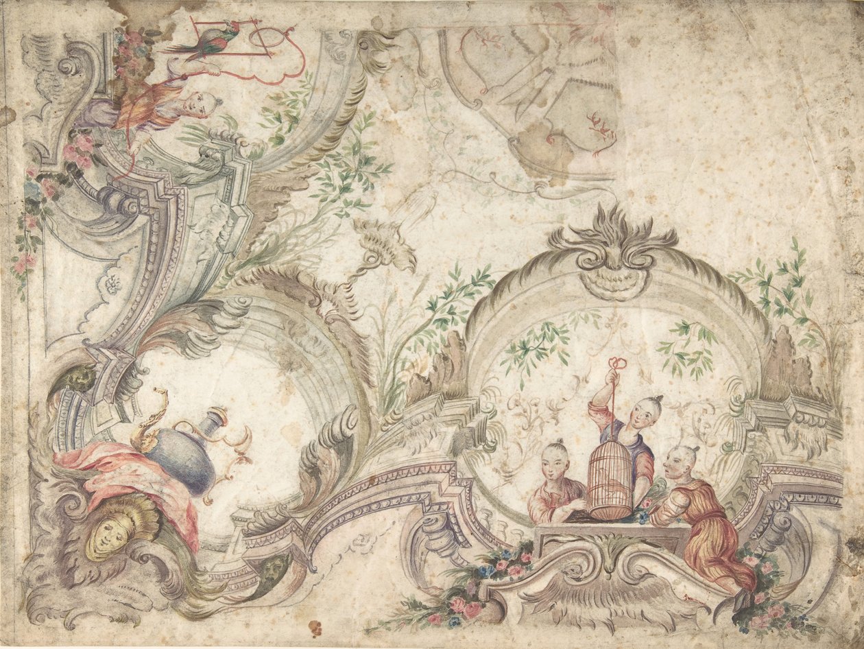 天花板装饰的设计与Chinoiseries，1725-75。 作者 不明