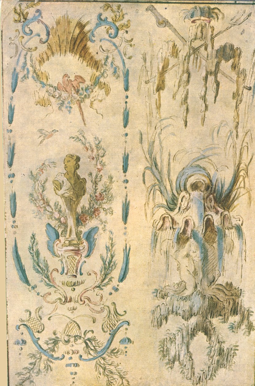 壁画装饰设计，法国，1928年。 作者 不明