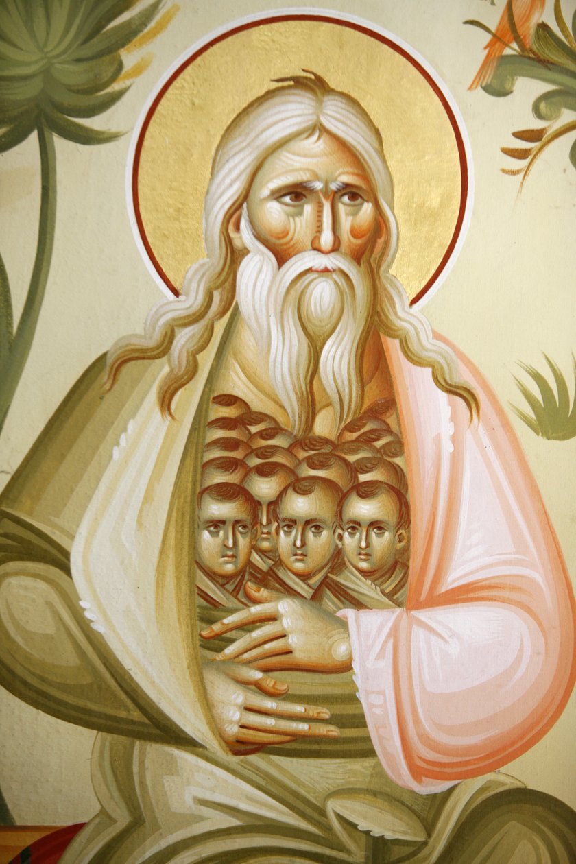 Detail of a fresco in Capharnam (Capernaum) Greek orthodox church : Abraham, Capharnam, Israel 作者 不明