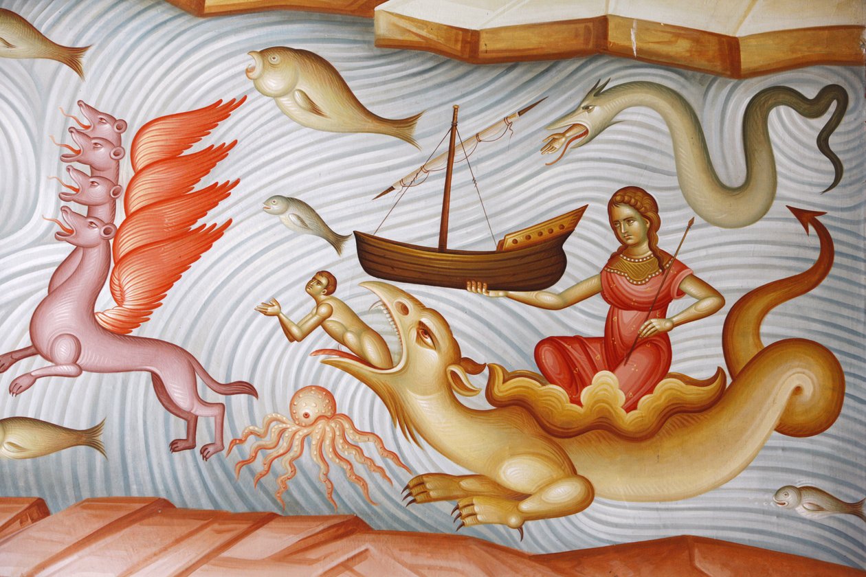 以色列卡帕纳姆 (Capernaum) 希腊东正教教堂壁画的细节 作者 不明