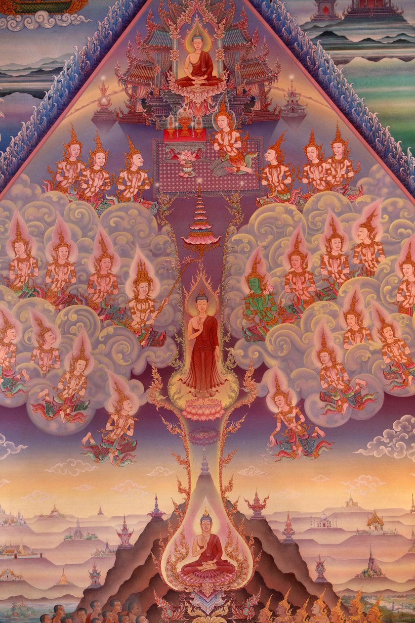 布列塔尼温布尔登佛陀帕迪帕寺的布萨塔（神殿大厅）壁画细节 作者 不明