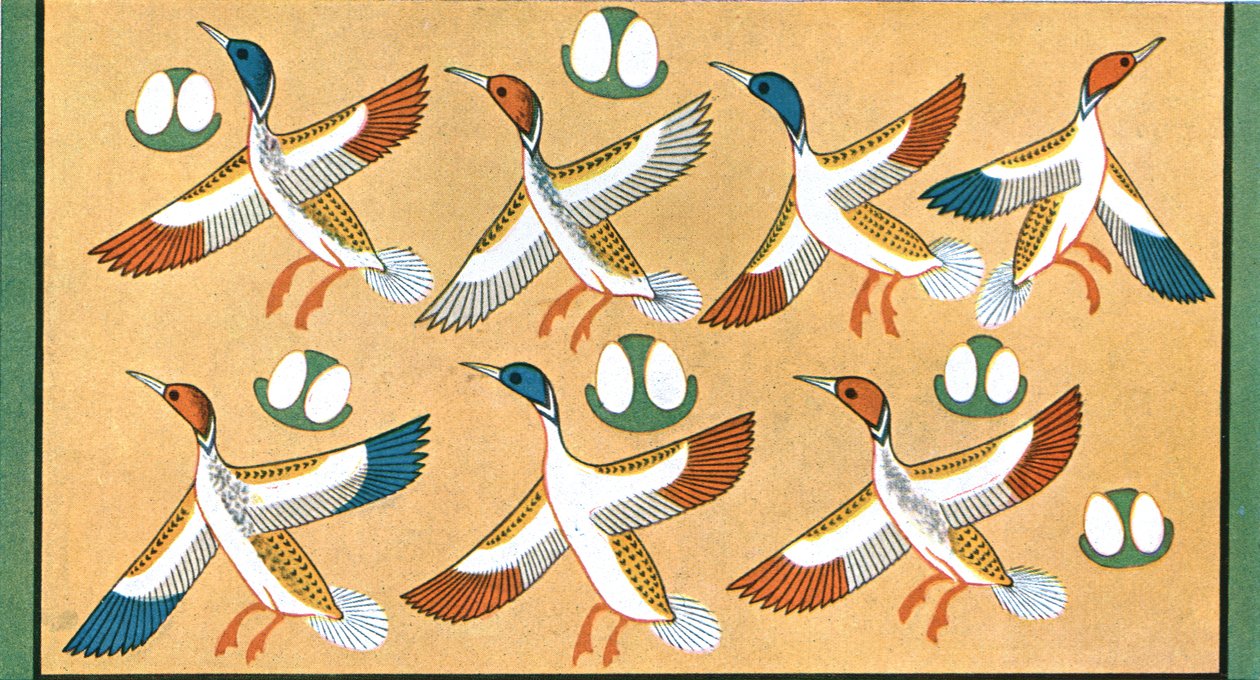 天花板绘画细节在艾奇西，底比斯，埃及坟茔的，1928年。 作者 不明