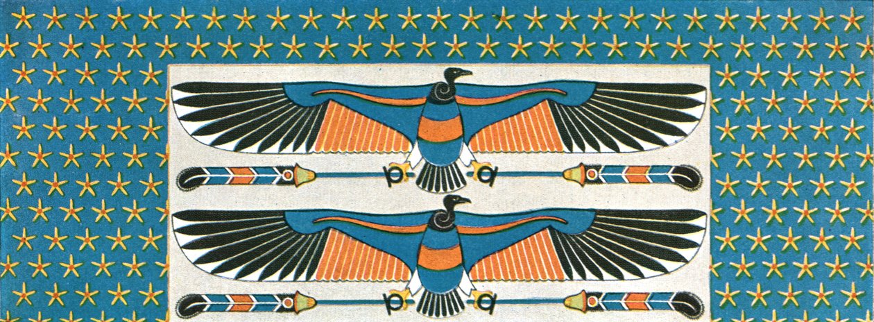 天花板绘画细节在Bekenranef坟茔的在Sakkara，埃及，1928年。 作者 不明