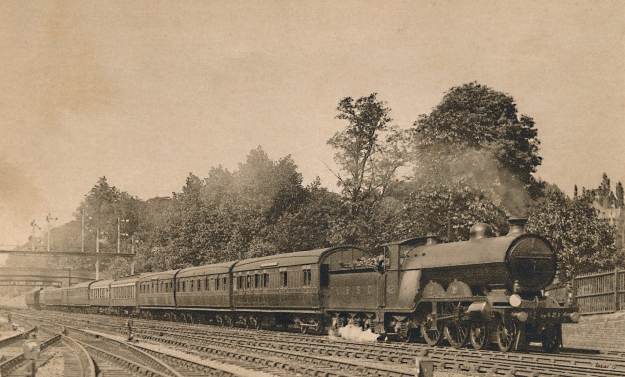 在南克罗伊登附近的布赖顿特快列车。发动机4-4-2，编号421，c1920。 作者 不明