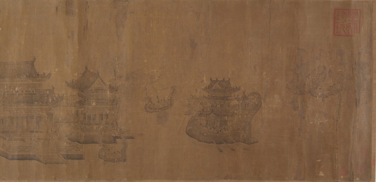 金明湖上的龙舟赛，14世纪。 作者 不明