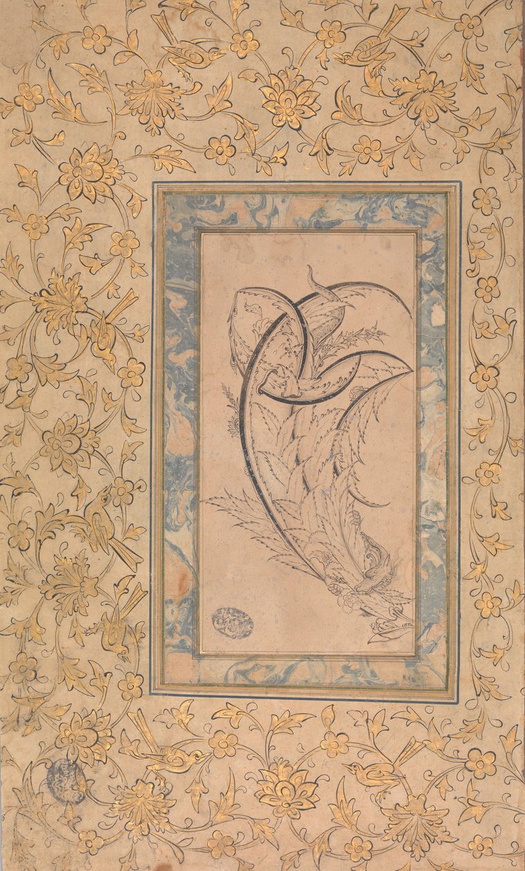 龙绕萨兹叶子，约1550-70。 作者 不明