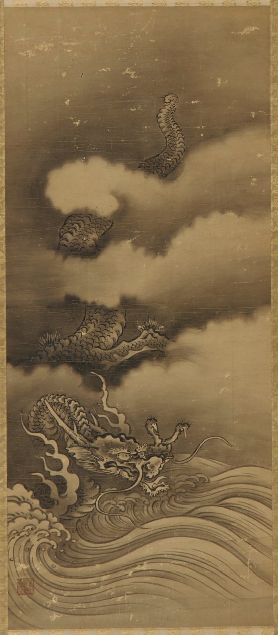 龙和浪，江户时期，1615-1868。 作者 不明