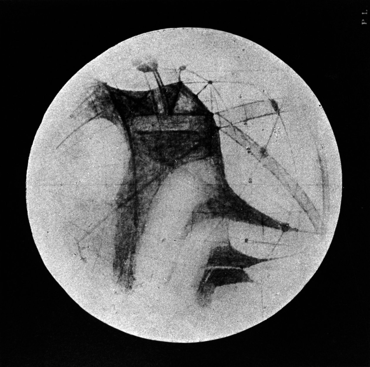 显示 "运河 "和暗区的火星图，1896年 作者 不明