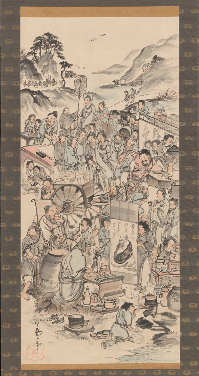 饮酒节的八仙杯，18世纪末。 作者 不明