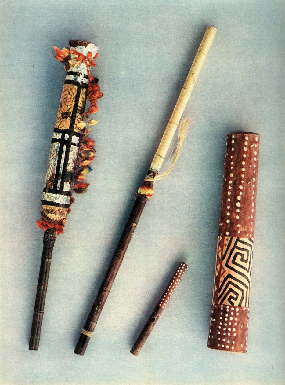 委内瑞拉巴尼瓦印第安人部落的鼓和管乐器，1948年 作者 不明
