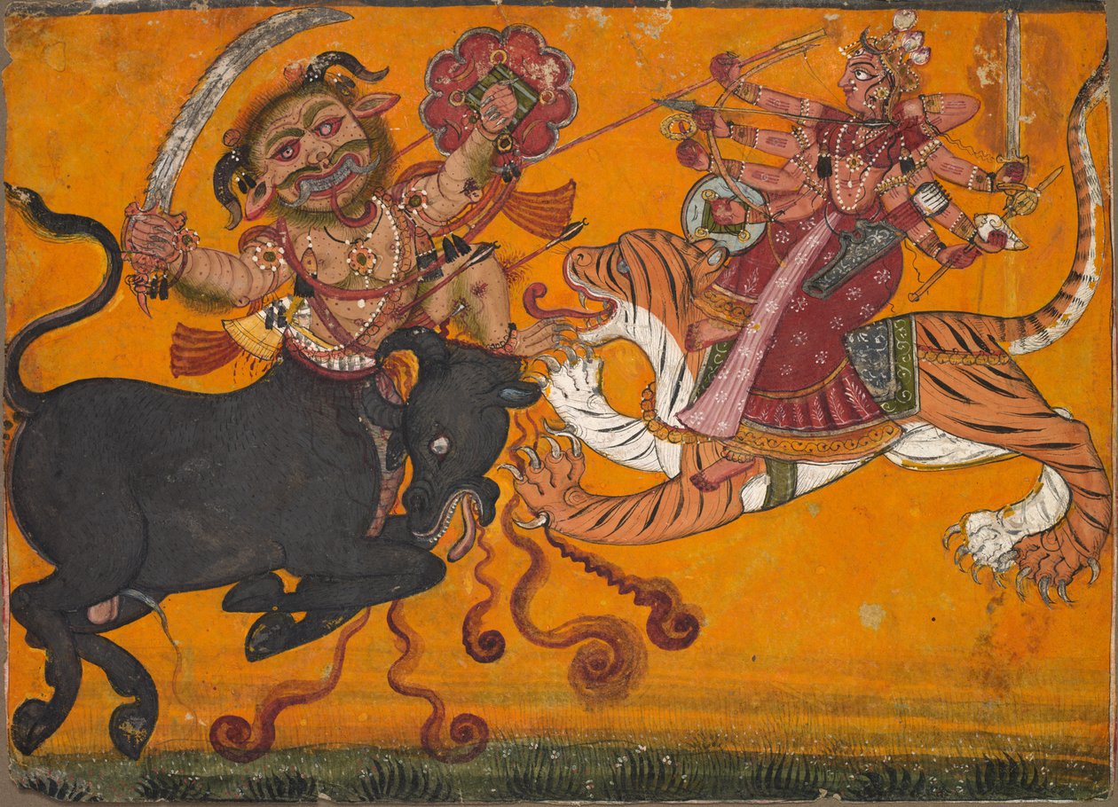 杜尔加（Durga Slaying）Mahisha，c。 1700-1710。 作者 不明