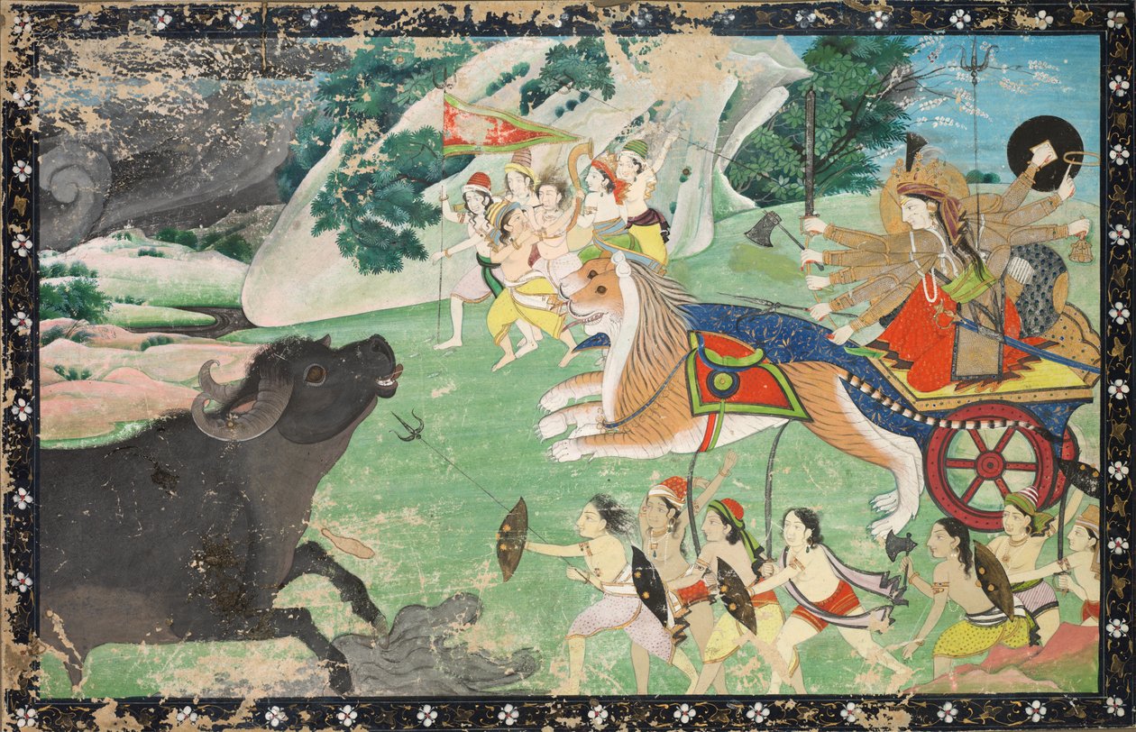 杜尔加（Durga Slaying）Mahisha，c。 1830年。 作者 不明