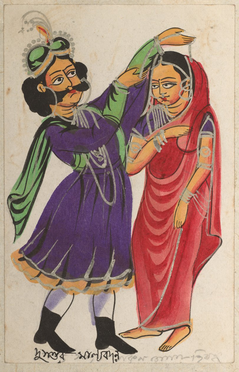 Dusmanta Garlanding Shakumtala，1800年代。 作者 不明
