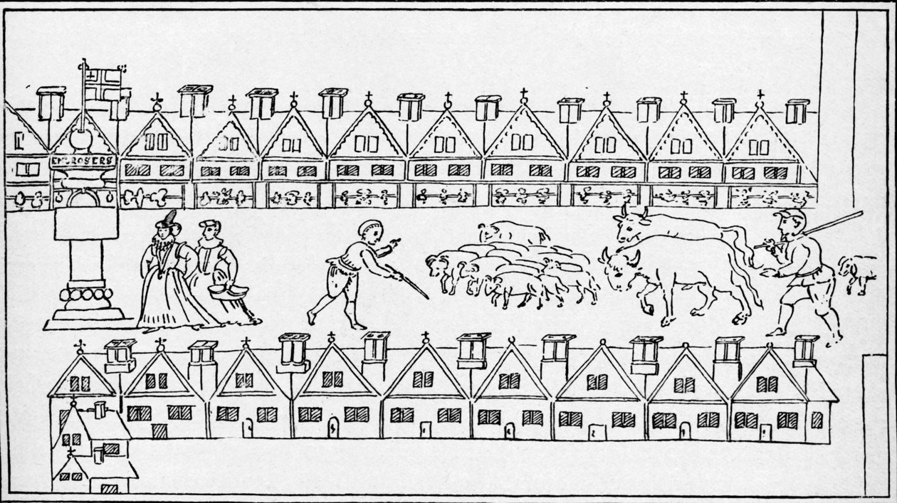 伦敦Eastcheap市场，c1598，1904年 作者 不明