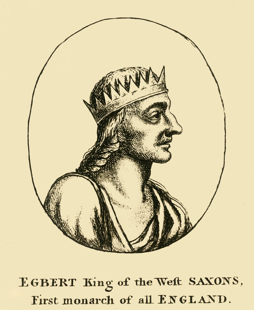西撒克逊人的埃格伯特国王（Egbert King of West Saxons），整个英格兰的第一任君主，十八世纪。 作者 不明