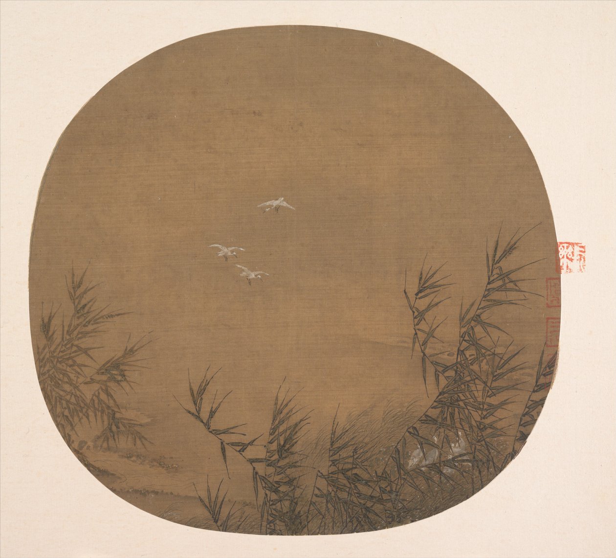 水芦苇中的白鹭，12世纪末。 作者 不明