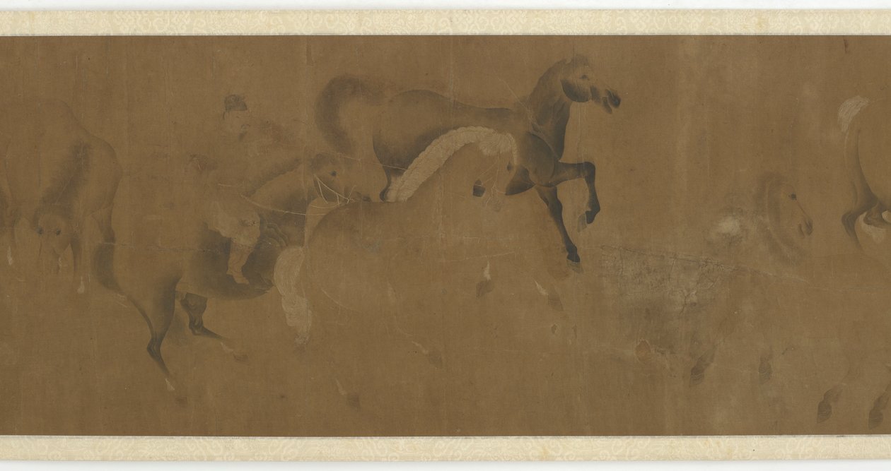 八匹骏马和一个新郎，明或清，17世纪。 作者 不明
