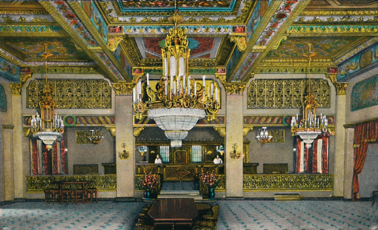赌场和著名的金条的精致内部，阿瓜卡连特酒店，1939年 作者 不明