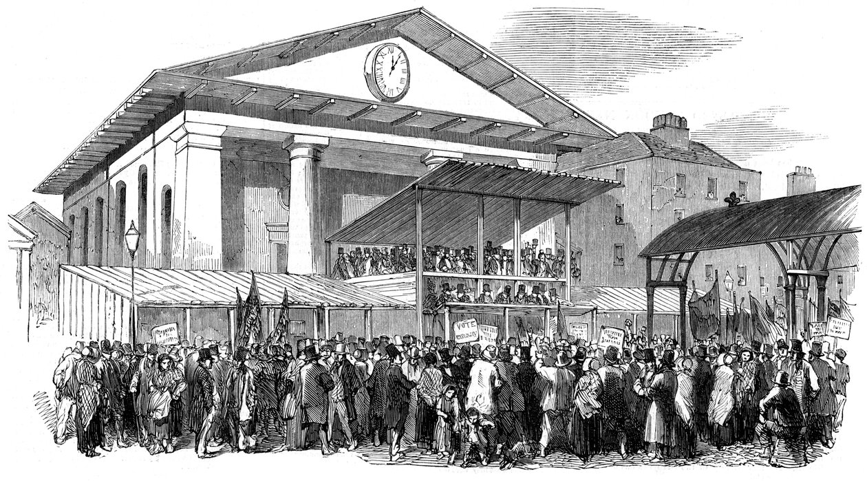 1852年伦敦威斯敏斯特大选期间在考文特花园举行选举 作者 不明