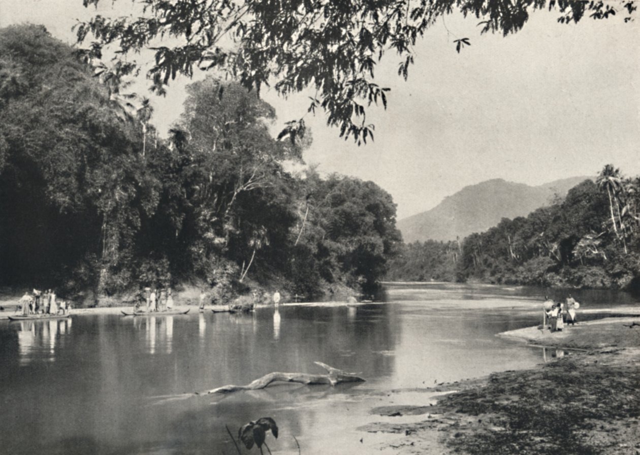 1926年在康提附近的Mahavaliganga的大象沐浴区 作者 不明