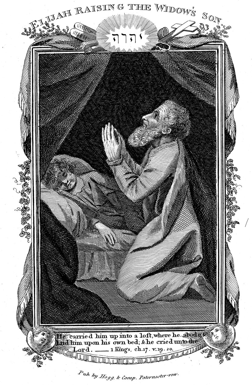 以利亚抚养寡妇的儿子，c1808 作者 不明