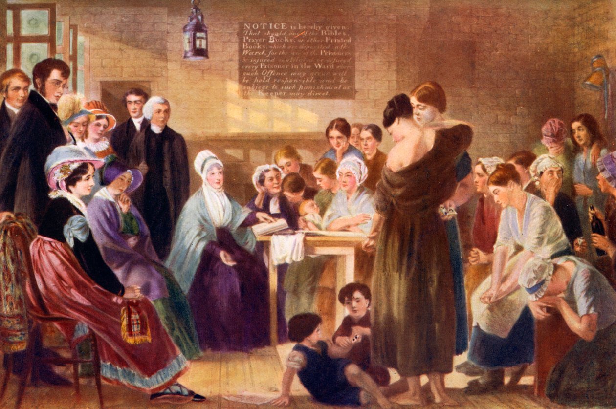 伊丽莎白·弗莱（Elizabeth Fry 1780-1845）参观纽盖特监狱，1926年 作者 不明