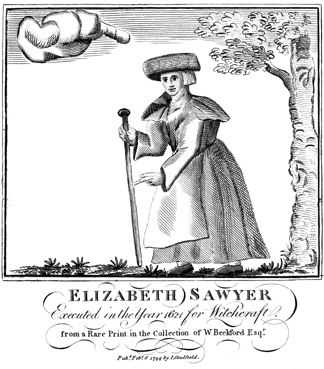 伊丽莎白·索耶（Elizabeth Sawyer），于1794年在1621年在英格兰被处决为女巫 作者 不明