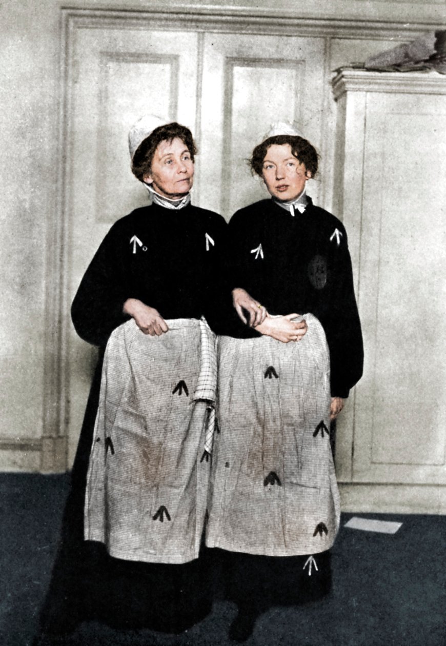 Emmeline和Christabel Pankhurst，穿着便服的英国女歌手，1908年 作者 不明