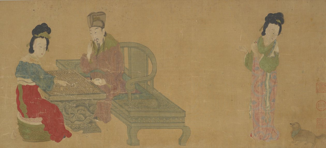 明皇和杨妃下围棋，明或清代，17世纪。 作者 不明