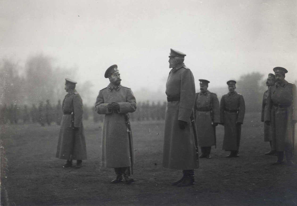 尼古拉斯二世皇帝和尼古拉·尼古拉耶维奇大公在巴拉诺维奇（Baranovichi），1914年9月，1914年 作者 不明