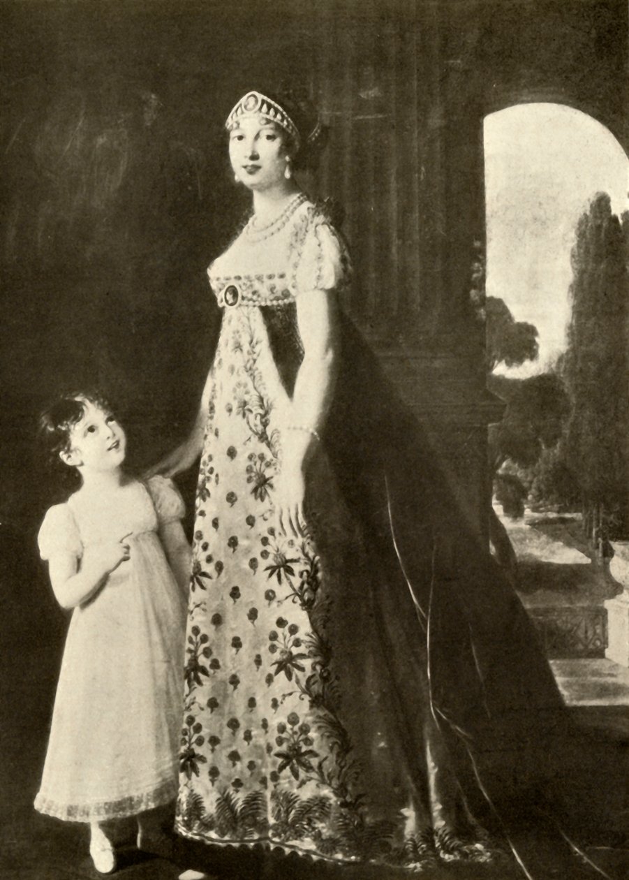 帝国礼服和童装，配以Valenciennes蕾丝修饰，1804年，1937年。 作者 不明