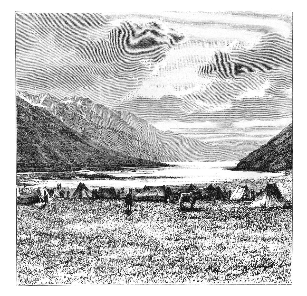 1895年英国探险队营地，西藏庞公湖，1895年 作者 不明