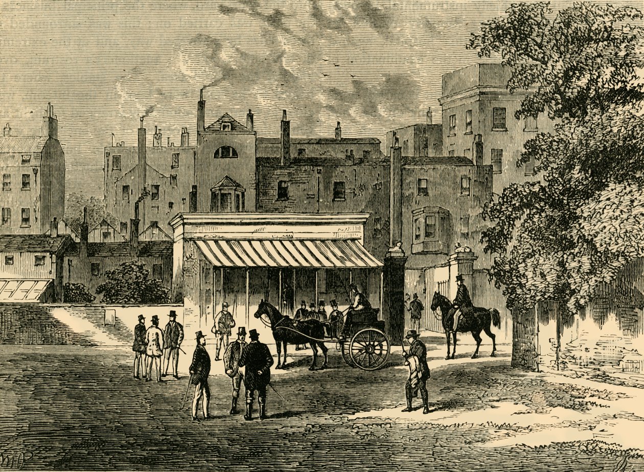 进入老塔特索尔斯（Tattersalls）。，c1876。 作者 不明