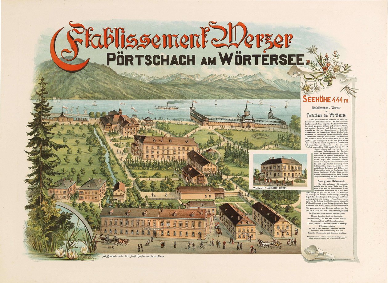 Werzer旅馆 - Pörtschach am Wörthersee, 约1890。 作者 不明