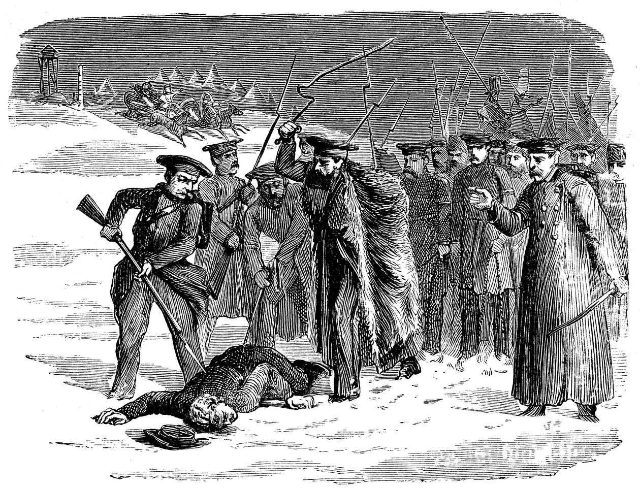 1874年，流放的俄罗斯囚犯受到纪律处分 作者 不明