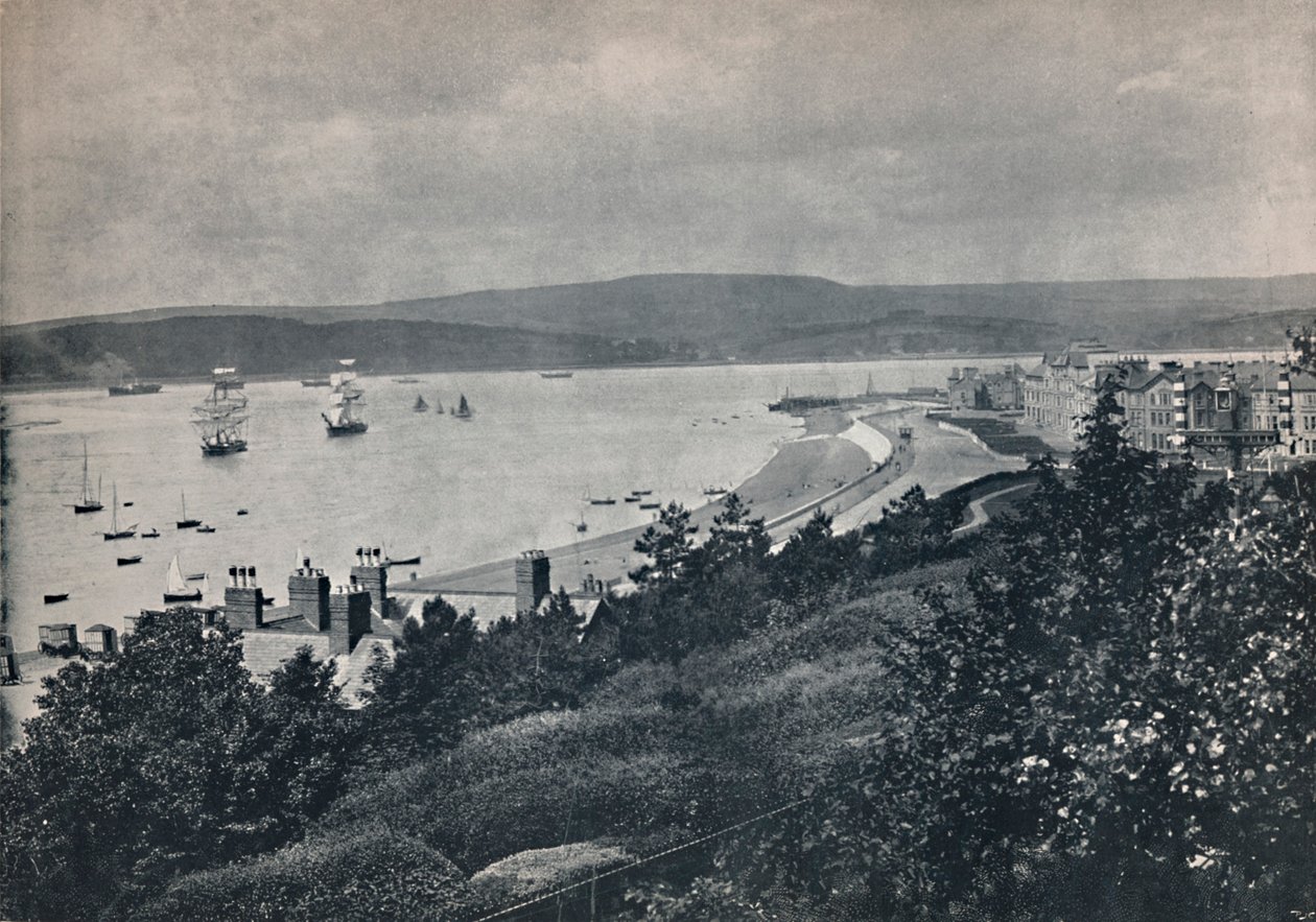 埃克斯茅斯-显示海滩和对岸的风景，1895年 作者 不明
